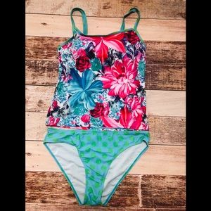 Two piece‎ floral polka dots tankini by 22
